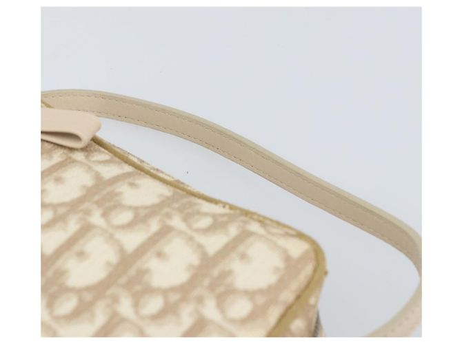 Christian Dior Trotter Canvas Romantic Pouch PVC Beige Silver Auth 168043 Silvery - view 8