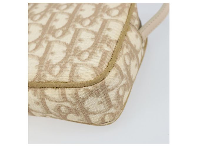 Christian Dior Trotter Canvas Romantic Pouch PVC Beige Silver Auth 168043 Silvery - view 9