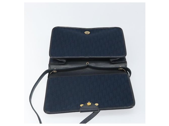 Borsa a Spalla in Tela Trotter Christian Dior Blu Navy Oro Auth ka2125 D'oro - vista 11