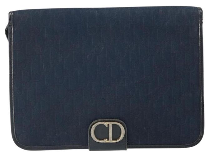 Borsa a Spalla in Tela Trotter Christian Dior Blu Navy Oro Auth ka2125 D'oro - vista 13