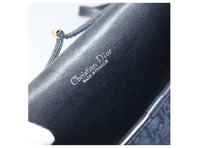 Borsa a Spalla in Tela Trotter Christian Dior Blu Navy Oro Auth ka2125 D'oro - vista 19