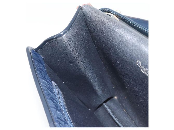 Borsa a Spalla in Tela Trotter Christian Dior Blu Navy Oro Auth ka2125 D'oro - vista 21