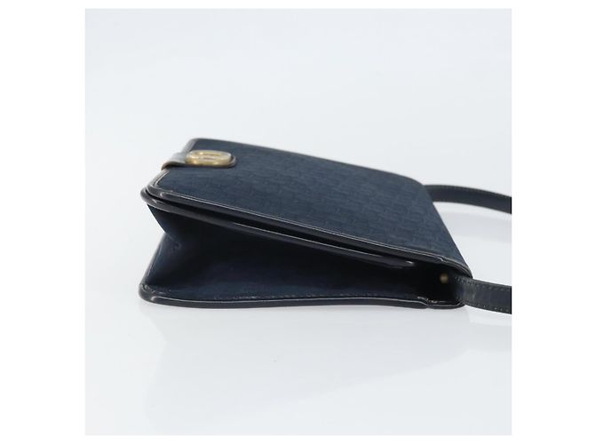 Borsa a Spalla in Tela Trotter Christian Dior Blu Navy Oro Auth ka2125 D'oro - vista 3