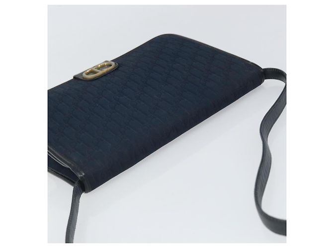 Borsa a Spalla in Tela Trotter Christian Dior Blu Navy Oro Auth ka2125 D'oro - vista 6