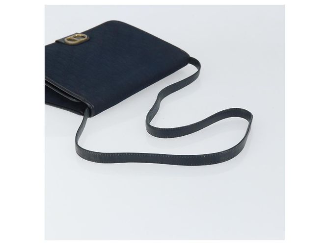 Borsa a Spalla in Tela Trotter Christian Dior Blu Navy Oro Auth ka2125 D'oro - vista 7