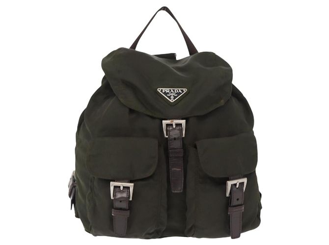 PRADA Backpack Nylon Khaki Silver Auth 166105 Silvery - view 13