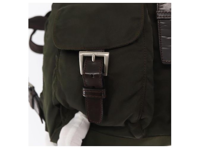 PRADA Backpack Nylon Khaki Silver Auth 166105 Silvery - view 22