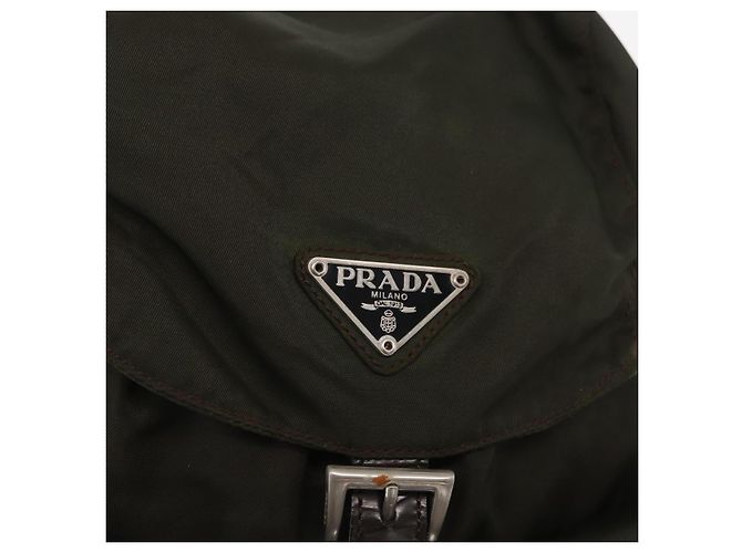 PRADA Backpack Nylon Khaki Silver Auth 166105 Silvery - view 23