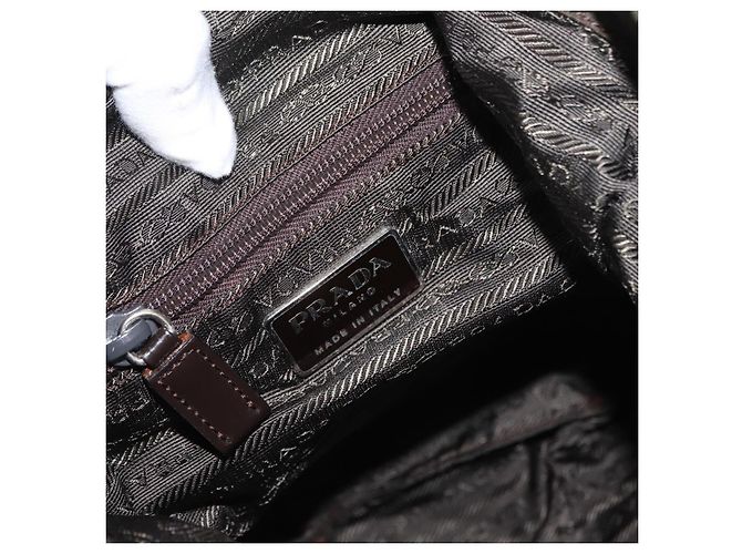 PRADA Backpack Nylon Khaki Silver Auth 166105 Silvery - view 25