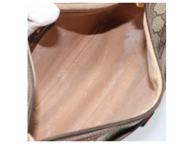 Borsa Sherry Line GG Supreme Web di GUCCI in PVC Beige e Oro 89 02 077 Auth 170107 D'oro - vista 11
