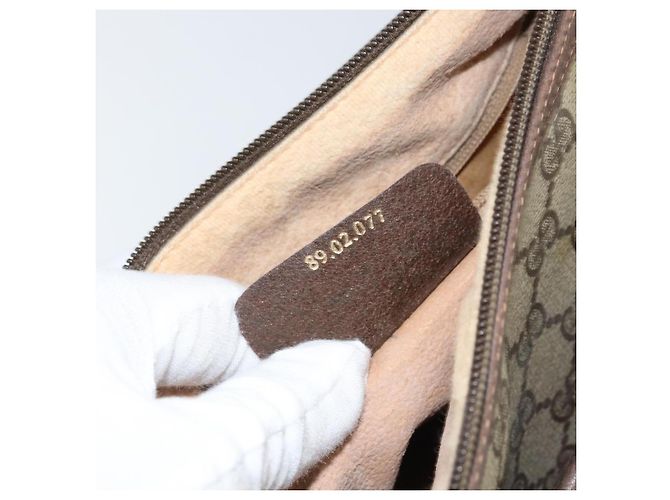 Borsa Sherry Line GG Supreme Web di GUCCI in PVC Beige e Oro 89 02 077 Auth 170107 D'oro - vista 12