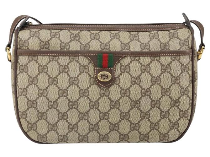 Borsa Sherry Line GG Supreme Web di GUCCI in PVC Beige e Oro 89 02 077 Auth 170107 D'oro - vista 13