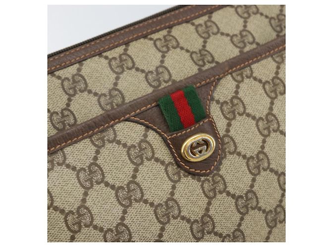 Borsa Sherry Line GG Supreme Web di GUCCI in PVC Beige e Oro 89 02 077 Auth 170107 D'oro - vista 17