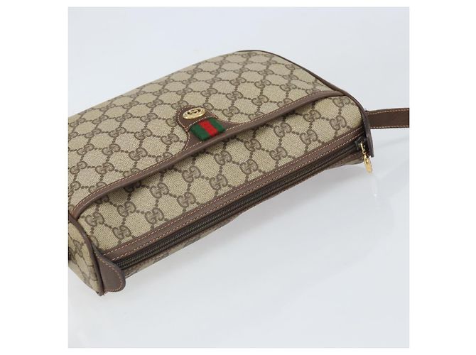 Borsa Sherry Line GG Supreme Web di GUCCI in PVC Beige e Oro 89 02 077 Auth 170107 D'oro - vista 6