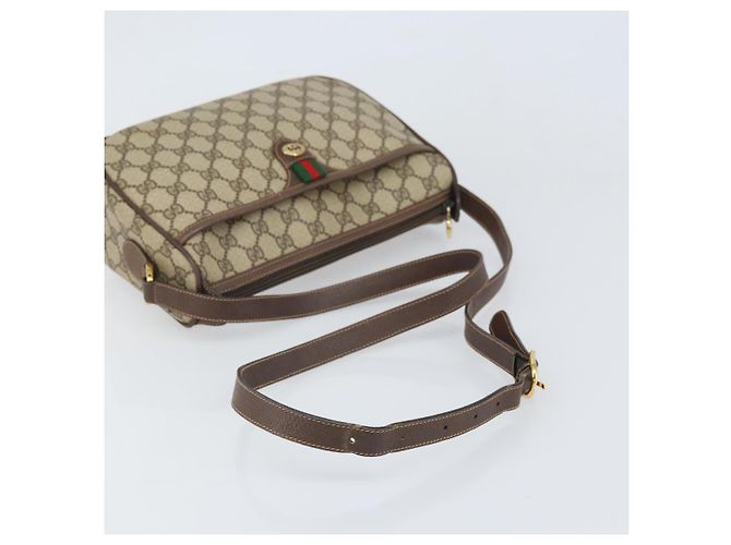 Borsa Sherry Line GG Supreme Web di GUCCI in PVC Beige e Oro 89 02 077 Auth 170107 D'oro - vista 7