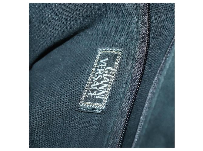 Zaino in pelle nera e oro Gianni Versace Auth bs32654 Nero D'oro - vista 11