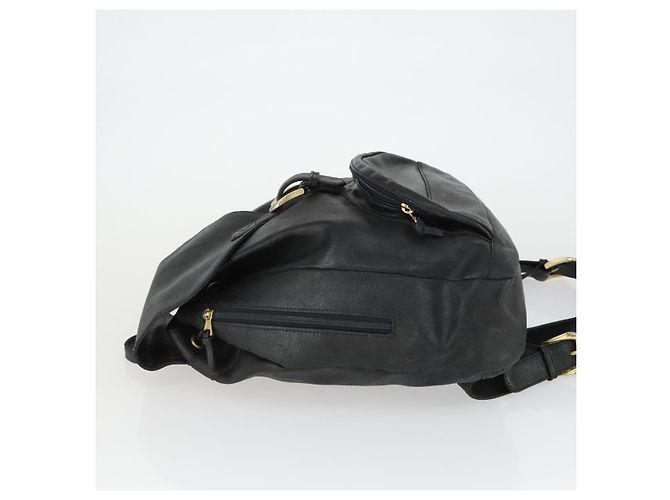 Zaino in pelle nera e oro Gianni Versace Auth bs32654 Nero D'oro - vista 4