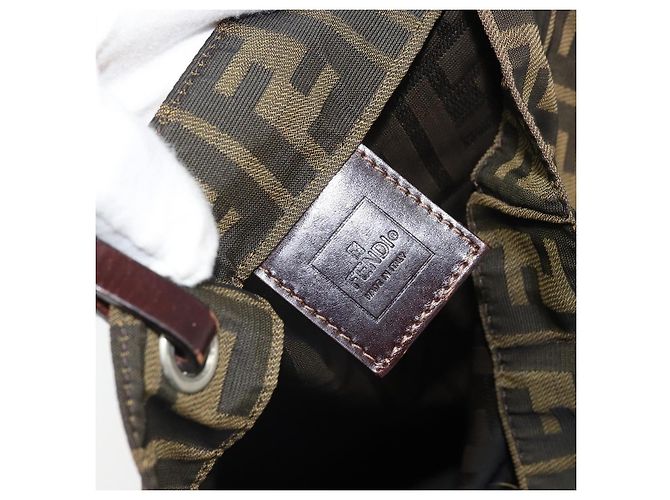 Borsa a mano in tela Zucca FENDI nera e marrone Auth ep13307 Nero - vista 10