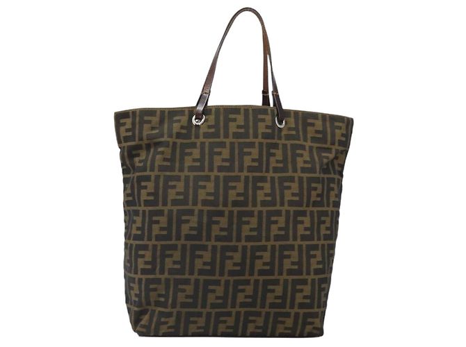 Borsa a mano in tela Zucca FENDI nera e marrone Auth ep13307 Nero - vista 13