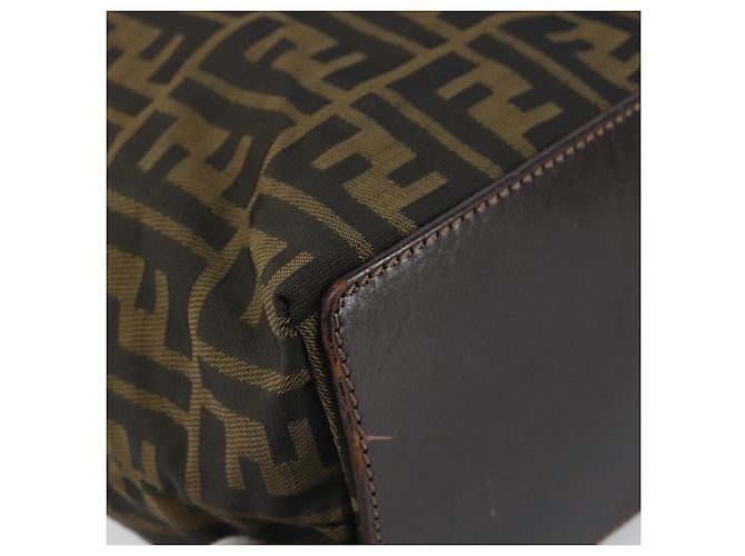 Borsa a mano in tela Zucca FENDI nera e marrone Auth ep13307 Nero - vista 14