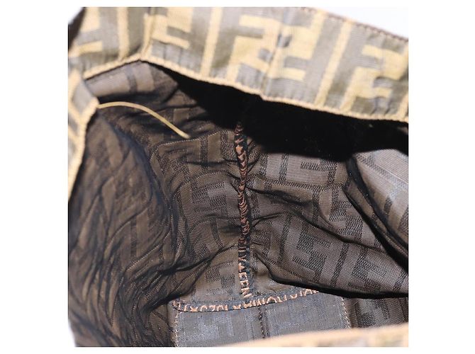 Borsa a mano in tela Zucca FENDI nera e marrone Auth ep13307 Nero - vista 18