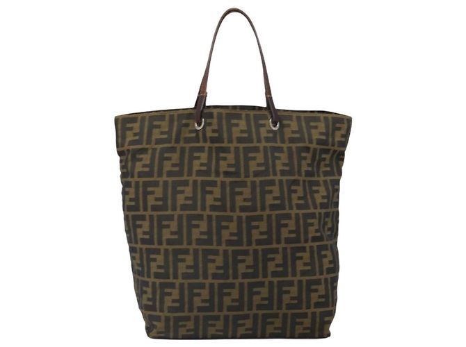 Borsa a mano in tela Zucca FENDI nera e marrone Auth ep13307 Nero - vista 2