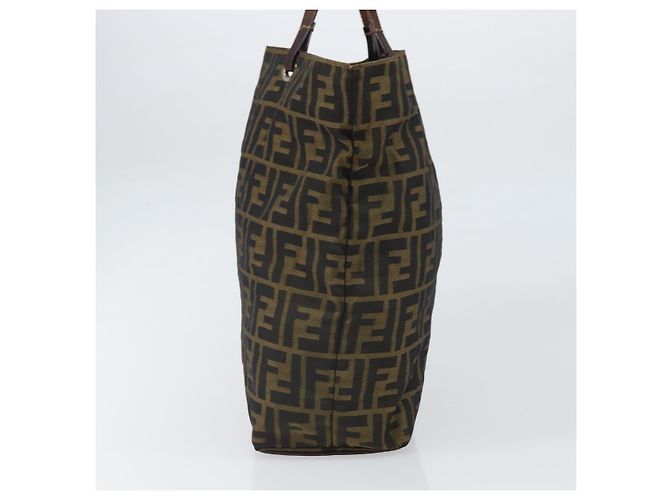 Borsa a mano in tela Zucca FENDI nera e marrone Auth ep13307 Nero - vista 4