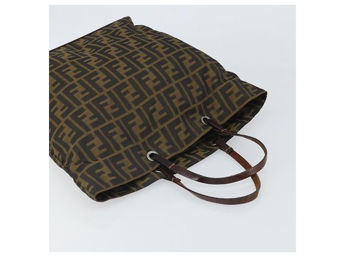 Borsa a mano in tela Zucca FENDI nera e marrone Auth ep13307 Nero - vista 6