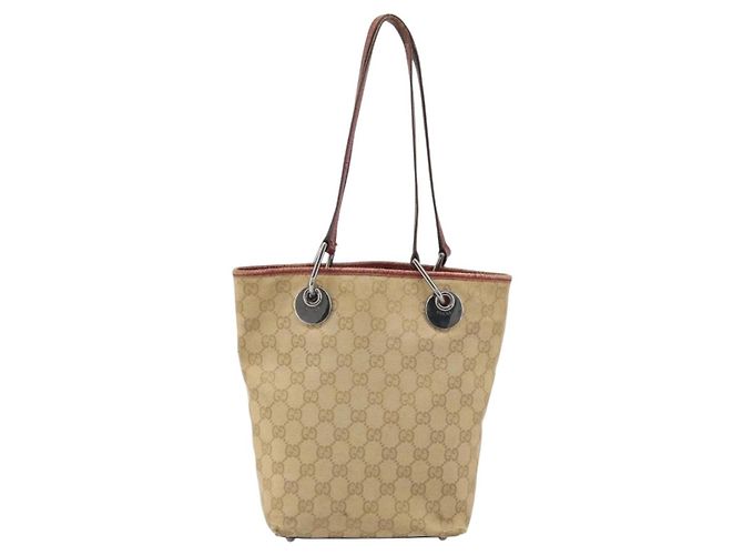 GUCCI GG Canvas Tote Bag Beige Silber 120840 Auth ep13283 - Ansicht 2