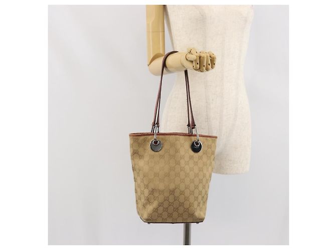 GUCCI GG Canvas Tote Bag Beige Silber 120840 Auth ep13283 - Ansicht 22
