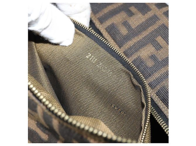 FENDI Borsa Vanity in Tela Zucca Nera Marrone Auth 168084 Nero - vista 12