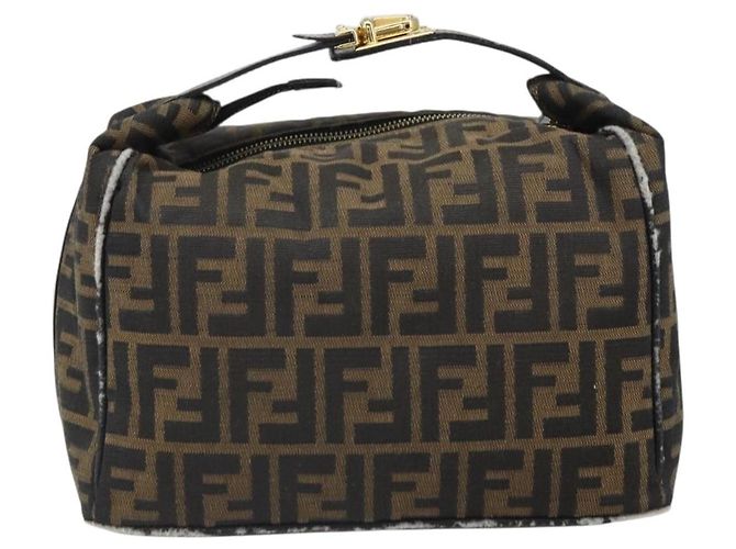 FENDI Borsa Vanity in Tela Zucca Nera Marrone Auth 168084 Nero - vista 2