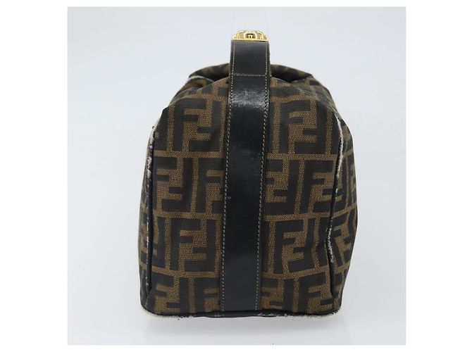 FENDI Borsa Vanity in Tela Zucca Nera Marrone Auth 168084 Nero - vista 4