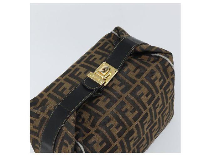 FENDI Borsa Vanity in Tela Zucca Nera Marrone Auth 168084 Nero - vista 5