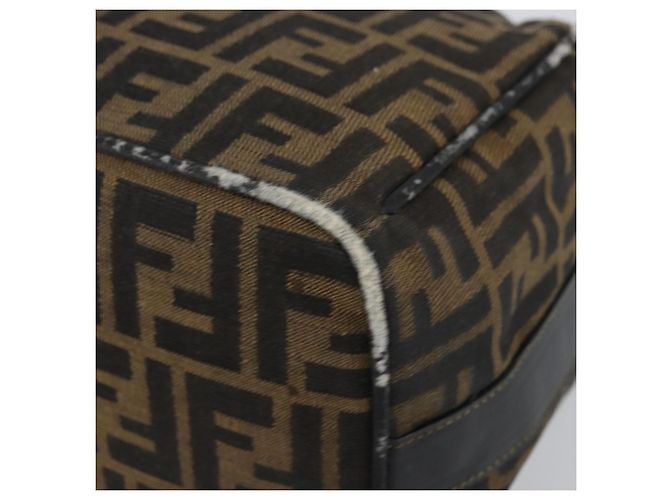 FENDI Borsa Vanity in Tela Zucca Nera Marrone Auth 168084 Nero - vista 8