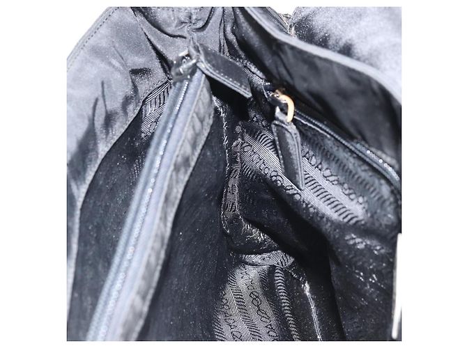 PRADA Borsa a Mano Pelle Lucida Nera Auth 170277 Nero - vista 20