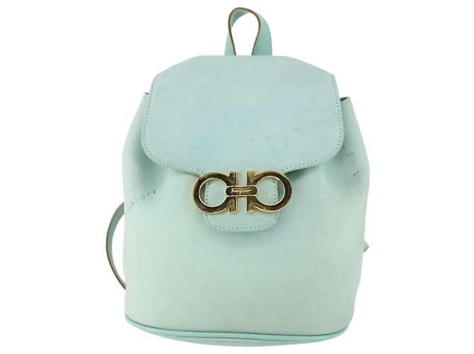 Zaino Gancini in suede verde e oro Salvatore Ferragamo Auth 159843 D'oro - vista 13
