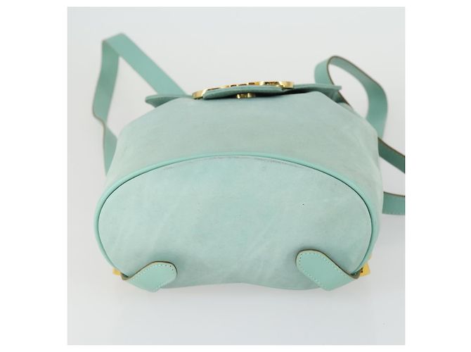 Zaino Gancini in suede verde e oro Salvatore Ferragamo Auth 159843 D'oro - vista 5