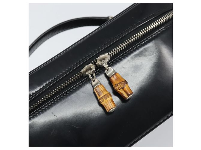 GUCCI Vanity Hand Bag Patent leather Black Silver 032 1956 0150 Auth 170292 Silvery - view 17
