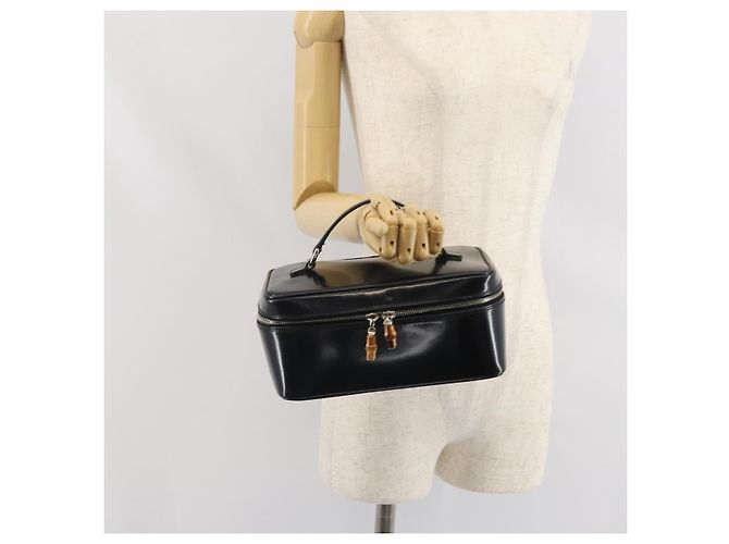 GUCCI Vanity Hand Bag Patent leather Black Silver 032 1956 0150 Auth 170292 Silvery - view 20
