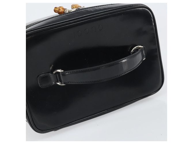 GUCCI Vanity Hand Bag Patent leather Black Silver 032 1956 0150 Auth 170292 Silvery - view 7