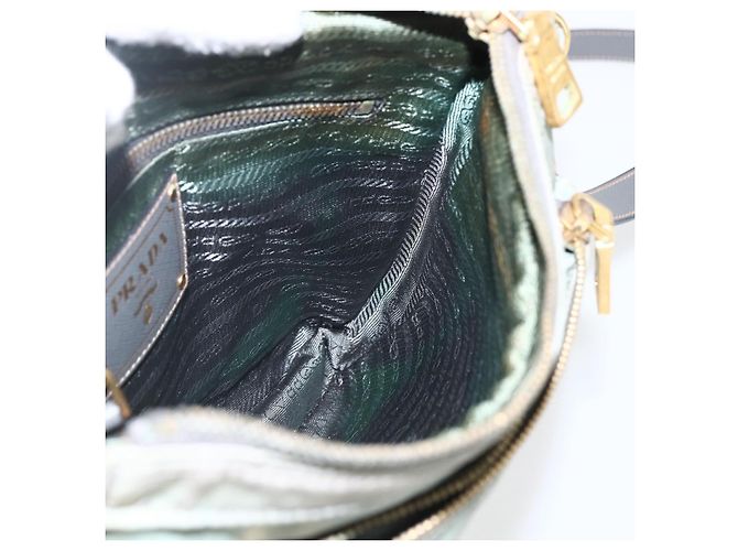Borsa a Spalla PRADA Nylon Verde Oro Auth 170487 D'oro - vista 20
