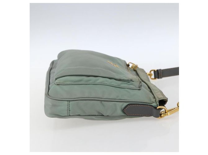 Borsa a Spalla PRADA Nylon Verde Oro Auth 170487 D'oro - vista 4