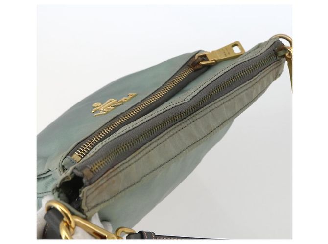 Borsa a Spalla PRADA Nylon Verde Oro Auth 170487 D'oro - vista 6