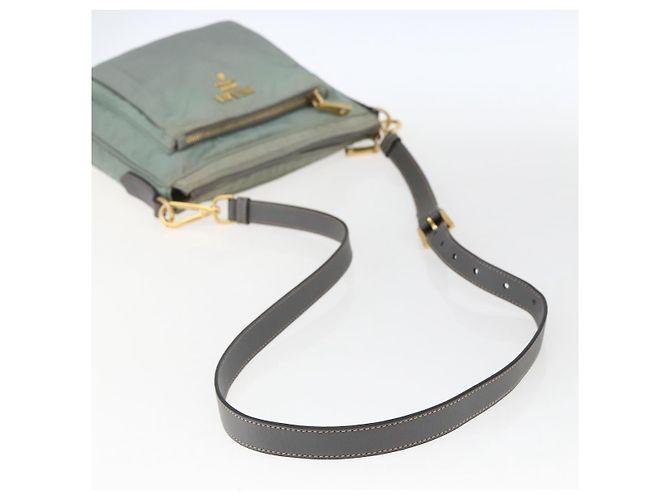 Borsa a Spalla PRADA Nylon Verde Oro Auth 170487 D'oro - vista 7
