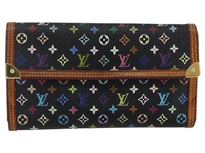 LOUIS VUITTON Monogram Multicolor Porte Tresor Wallet Black M92658 Auth 169654 - view 13