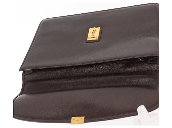 Borsa da lavoro in pelle marrone e oro Gianni Versace Auth bs33178 D'oro - vista 11