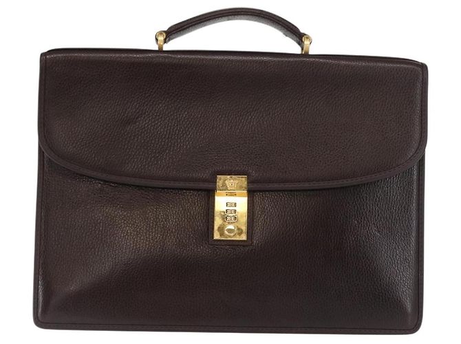 Borsa da lavoro in pelle marrone e oro Gianni Versace Auth bs33178 D'oro - vista 13