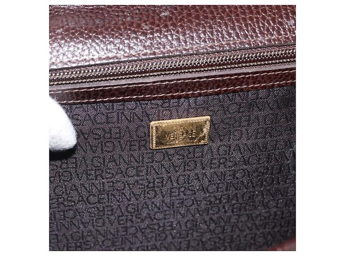 Borsa da lavoro in pelle marrone e oro Gianni Versace Auth bs33178 D'oro - vista 18