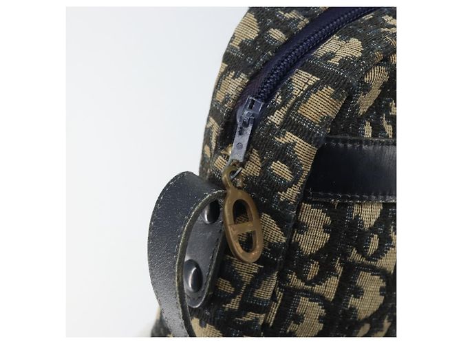 Borsa a Spalla in Tela Trotter Christian Dior Blu Navy Oro Auth 170261 D'oro - vista 10